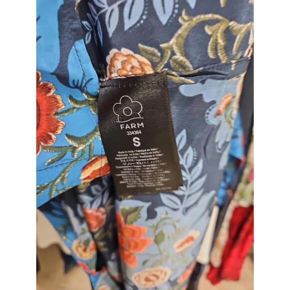 NEW, Farm Rio Blue Arabesque Floral Print Midi dress size S #LD155 - Picture 10 of 10